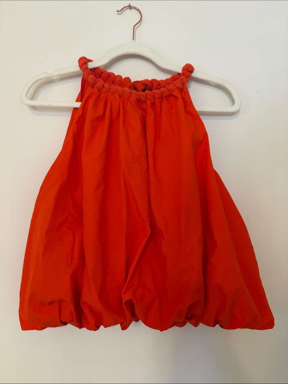 Anthropologie Braided Halter Bubble Tank in Bright Orange